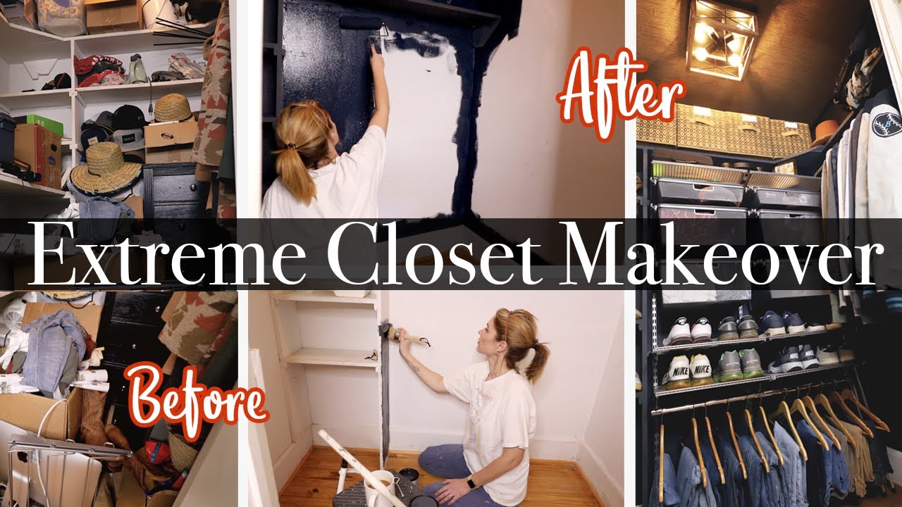 EXTREME CLOSET MAKEOVER 😳 | Before + After | Giving my Husband a Manly ...
