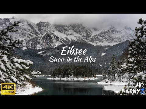 Eibsee: Winter Snow in the Alps, Bavaria, Germany 4K