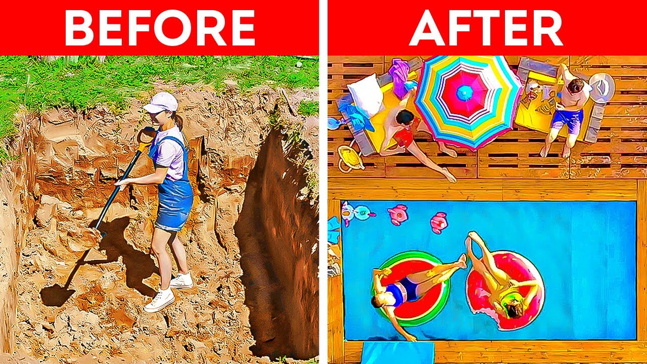 DIY Giant Backyard Pool: Cool DIYs And Crafts For Your Backyard - YouTube