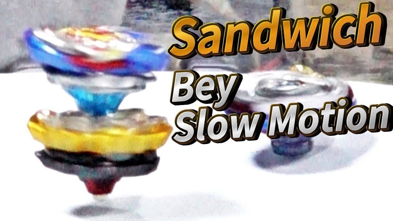 Beyblade twin Sandwich Bey battle Slow Motion - WINNING VALKYRIE Volcanic Driver