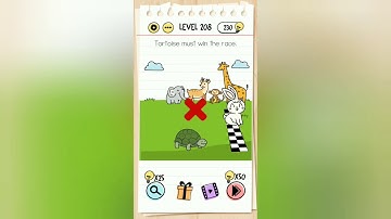 Brain Test Level 208 Tortoise must win the race walkthrough solution.
