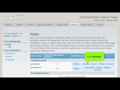 PHPBB3 - Managing forum styles in phpBB
