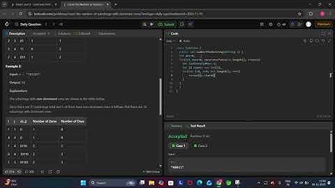 LeetCode 3234 – Count the Number of Substrings With Dominant Ones.