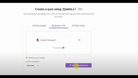 Create quiz from a file using Quizizz AI