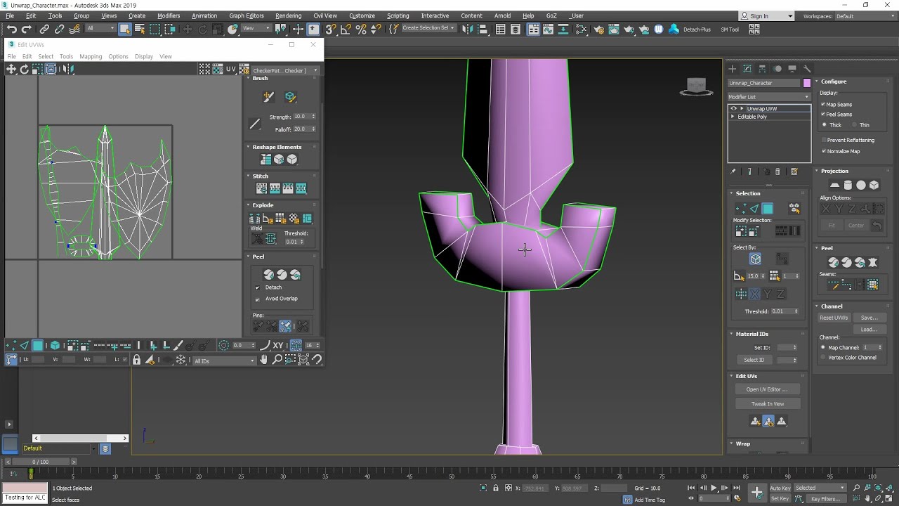 3Ds Max Unwrap UVW 01 : Map Seam - YouTube