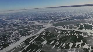 Drone View of Saginaw Bay Ice Conditions Linwood MI 1-21-2019 attn ice fishermen