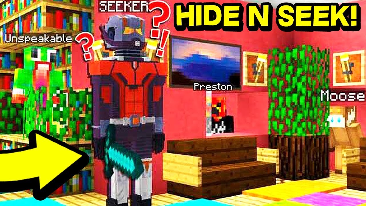 unspeakable playing hide and seek in minecraft