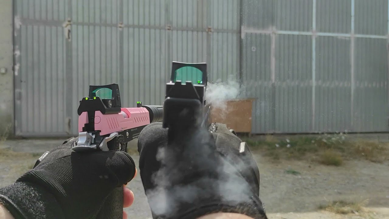 Pink & Black AKIMBO Custom Pistols Firing 
