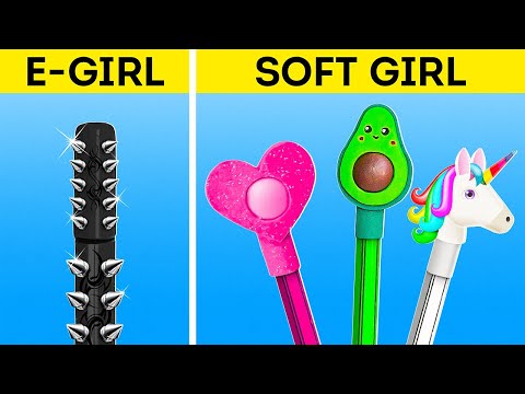 E-girl vs Soft Girl School Crafts  Хорошие и плохие школьные лайфхаки