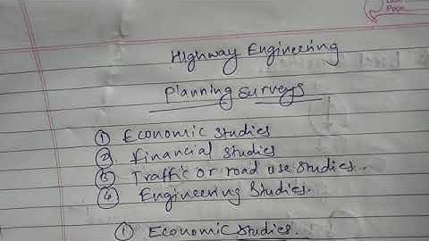 Planning surveys, Highway Engineering
