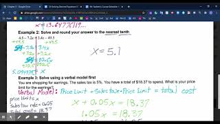 3.6 Solving Decimal Equations Video Lesson Algebra 1