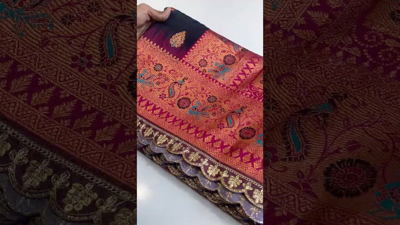 Paithani Silk Peacock Motif Banarasi Saree with Lace