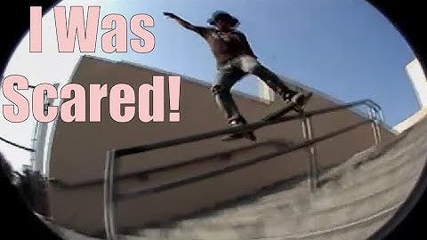 Skater Faces Fear! Fs Lipslide Battle On 9 Stair Handrail!