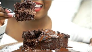 Asmr triple chocolate cake / big bites ...