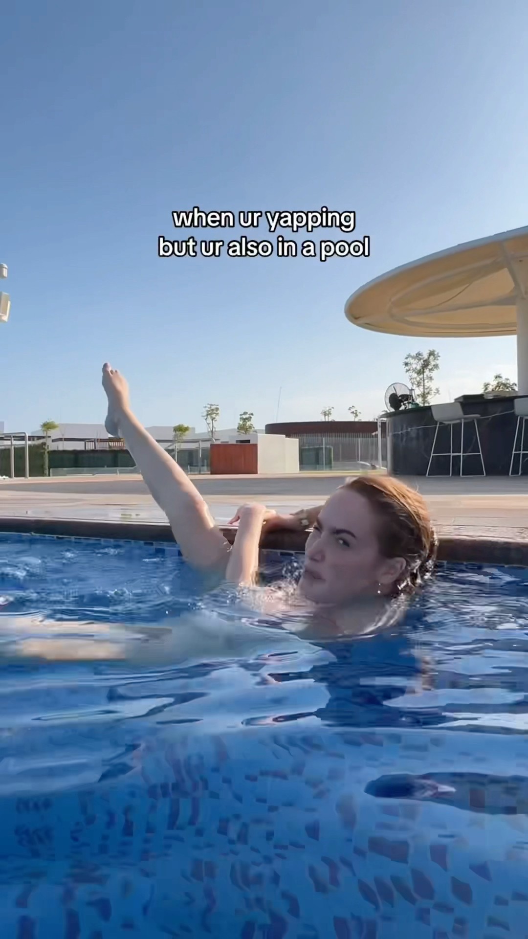When you’re trying to gossip but you’re in a pool ?