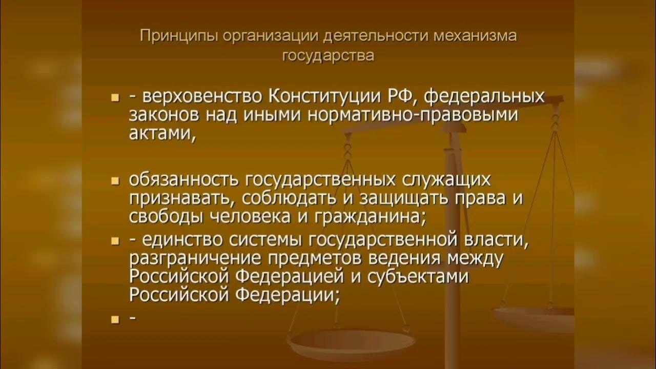 Современное российского государство и право. Принципы деятельности механизма государства. Структура механизма российского государства. Принципы организации государства. Принципы организации и деятельности государственного механизма.