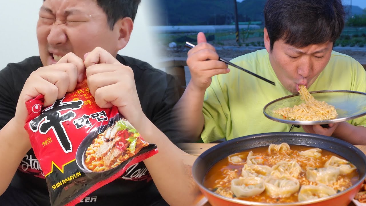 다이어트 10일차의 위기. [[만두 넣은 진라면 매운맛(Jin ramen Spicy with Dumplings]] ! 요리&먹방!! - Mukbang eating show