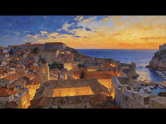 4K Oil Painting - Dubrovnik Old Town, Croatia | Art for Your Frame