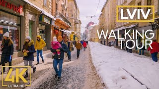 Nice Winter Day in Lviv, Ukraine  4K City Walk with Winter Atmosphere & City Sounds