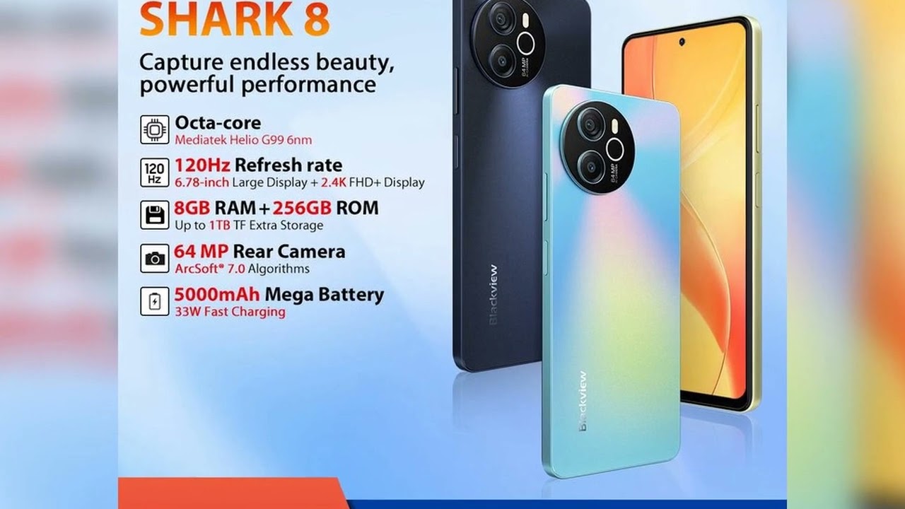 A must-have product! Blackview SHARK 8 Smartphone Android13 G99 Mobile Phone 6.78'' 120Hz 2.4K Dis