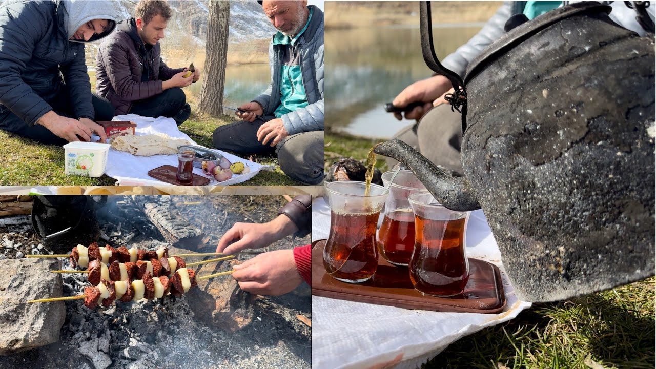 KARA ÇAYDANLIKTA! ÇAY KÖZDE SUCUK ŞİŞ | GÖL KENARINDA KAHVALTI