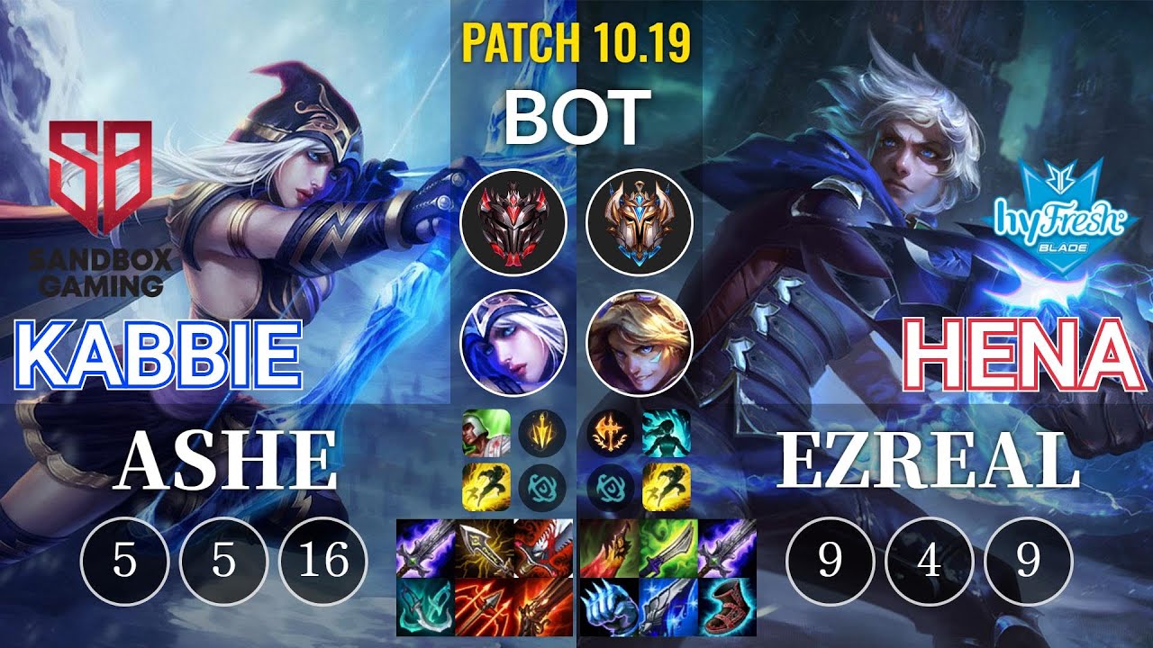 SB Kabbie Ashe vs hyF Hena Ezreal Bot - KR Patch 10.19