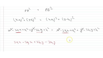 If the equation of the locus of a point equidistant from the points `(a_1,b_1)` and `(a_2, b_2...