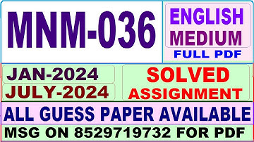 MNM 036 solved assignment 2024 in English || mnm 036 solved assignment 2024 || ignou mnm036 2025