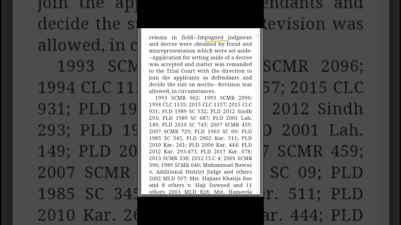 fraud and misrepresentation based obtained decree and Judgment