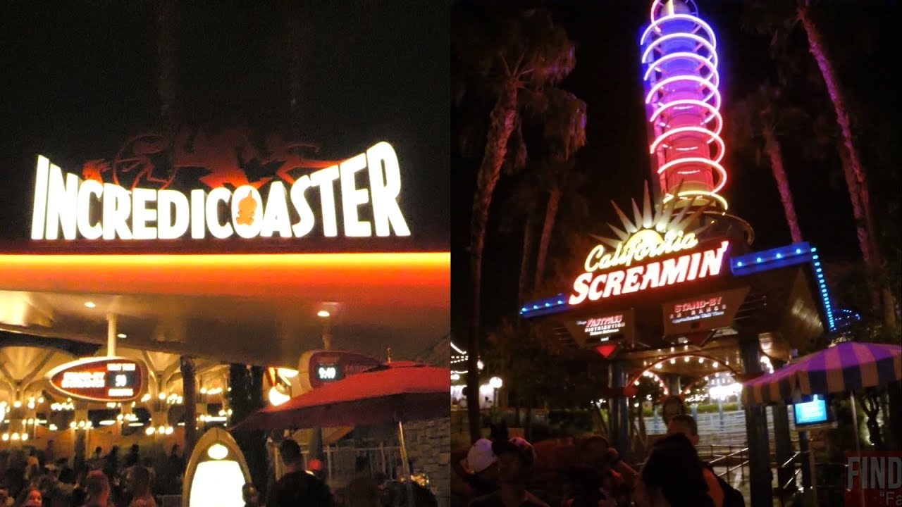 Incredicoaster vs California Screamin' Side by Side Comparison at NIGHT! POV HD