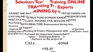 Selenium Testing Online Training and Support