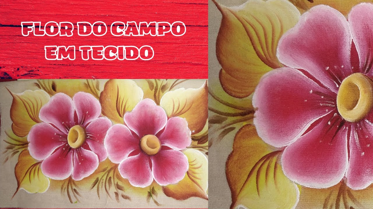 PINTANDO  PAPOULAS e FLOR DO CAMPO EM TECIDO