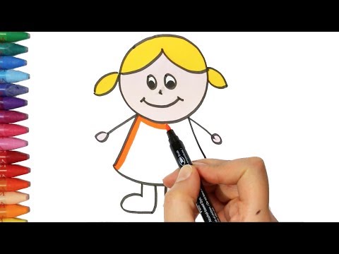كيفية تلوين فتاة صغيرة كيفية رسم ولون الاطفال التلفزيون