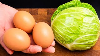 Kohl mit Eiern schmeckt besser als Fleisch! Einfaches, schnelles und sehr leckeres Abendessenrezept!