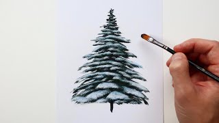 Easy Snowy Pine for Beginners | Acrylic Painting Tutorial Step by Step by Arter 1,245 views 5 months ago 14 minutes, 19 seconds