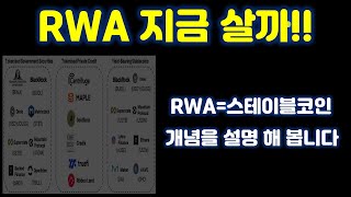 RWA 코인들 지금 살까! 꼭 숙지해야 할 RWA 및 스테이블 코인의 개념을 정리 합니다