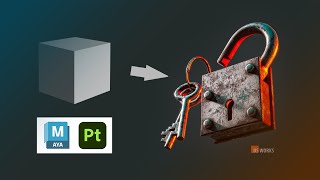 3d work full tutorial | old iron lock | maya &amp; substance painter | #modeling  , #texturing , light