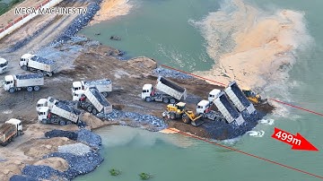 Episode​ 268| Starting​ Construction of new road across the lake, Bulldozer Push Stone into Water