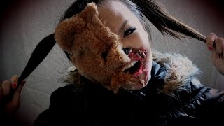 Zombie half face teddy bear Halloween make up tutorial (COLLABORATION WITH CHABEKELECHE!!!!!!!)