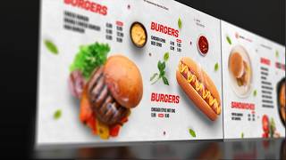 Fast Food Digital Menu Board 4 Screen Animated Design