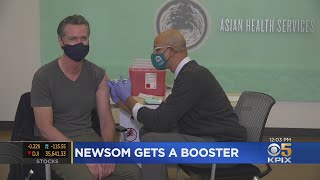 Newsom Receives COVID Vaccine Booster At Oakland Event Promoting State's Vaccination Push