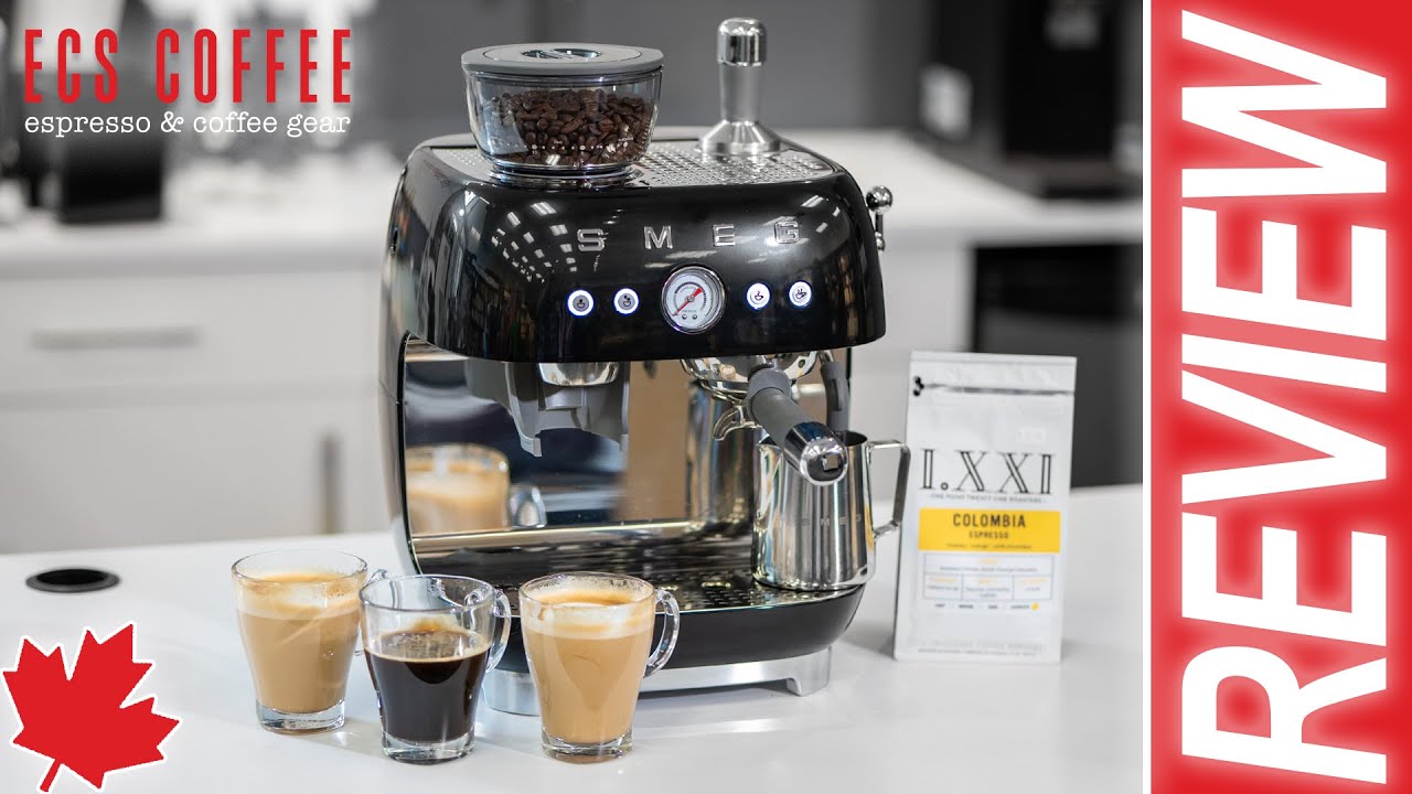 SMEG Manual Espresso Coffee Machine with Grinder, Retro Style Cream