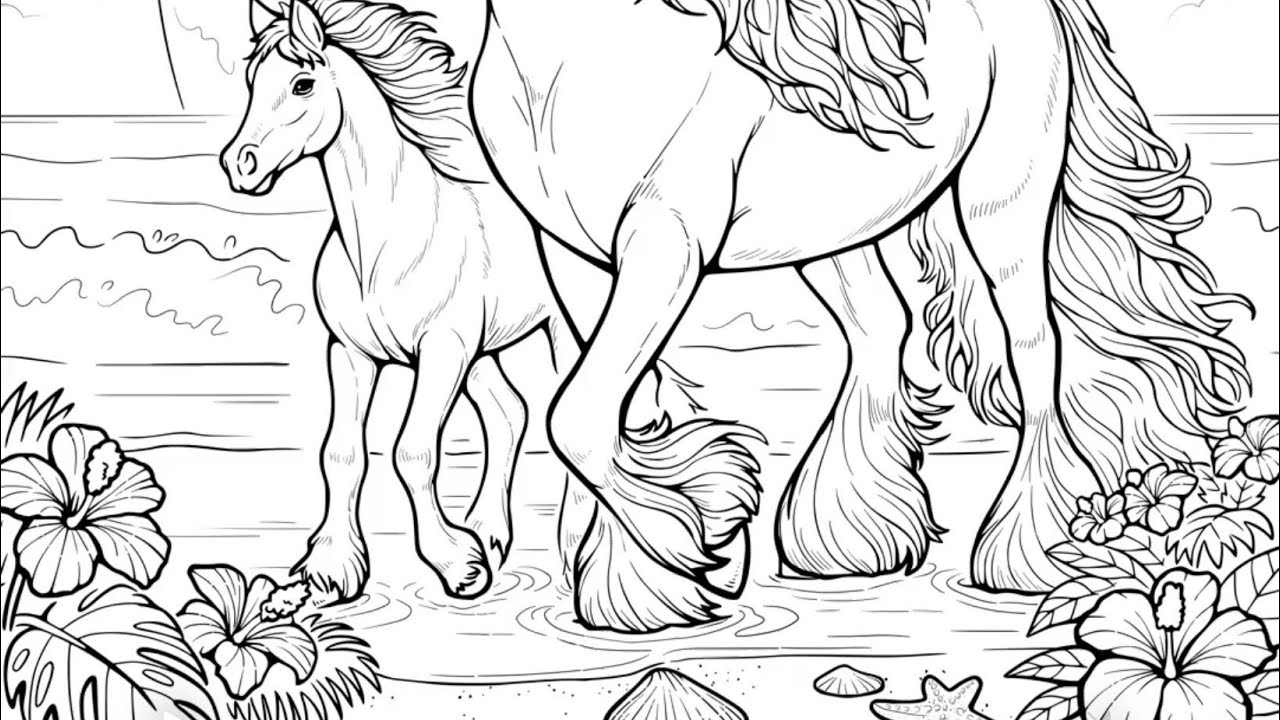 Beautiful Horses By The Beach Paint By Numbers Zen Color coloringbook Beautiful horses by the beach paint by numbers zen color coloringbook