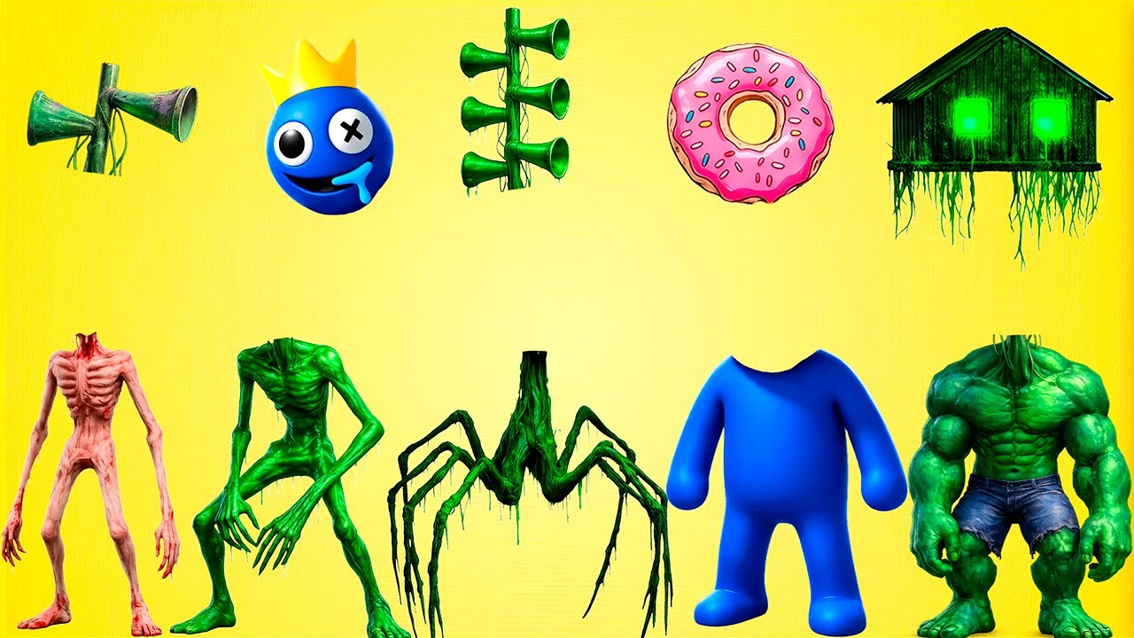 WRONG HEADS SIREN HEAD CAR, GREEN HOUSE HEAD, SCARY HOUSE, SIREN HEAD DOUBLE, SIREN HEAD THUNDERBOLT