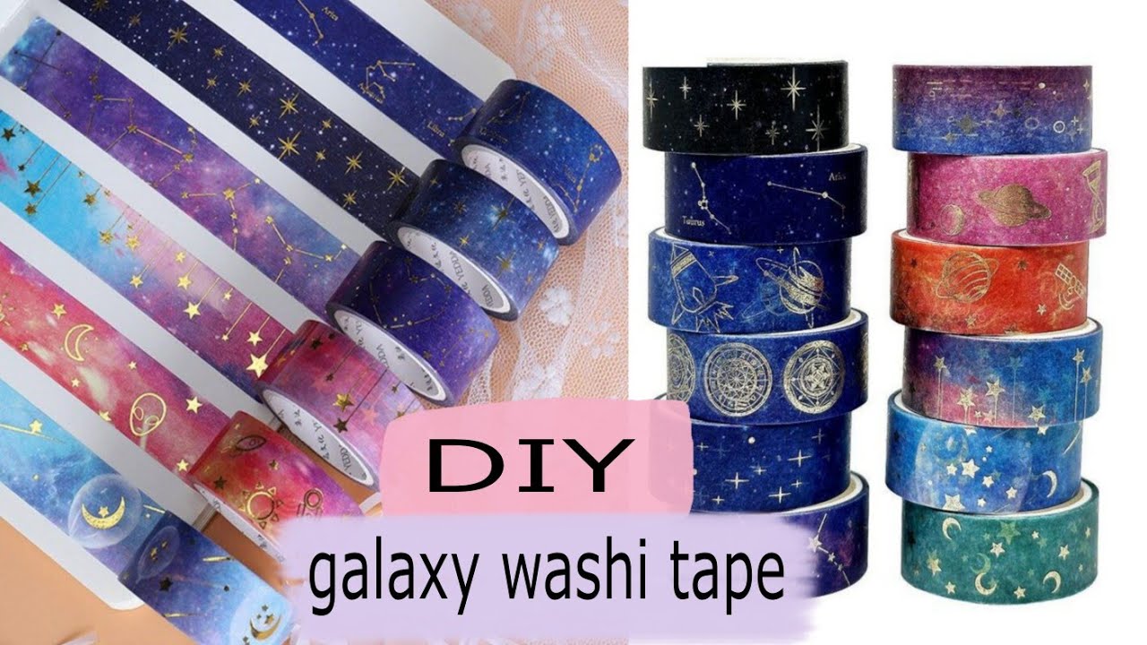 how to make handmade  galaxy washi tape || DIY galaxy washi tape for Journal @wafiyaartcrafts9819