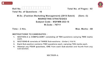 MSC 3RD SEM FMM MARKETING STRATEGIES JAN 2021 | PTU