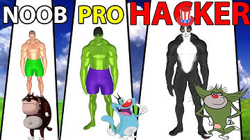 Oggy And Jack NOOB vs PRO vs HACKER  In Muscle Rush 3D