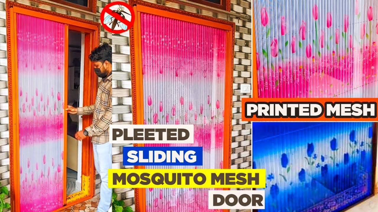 Pleeted Sliding Mosquito Mesh Door With Printed Design Mesh Hyderabad 📞
