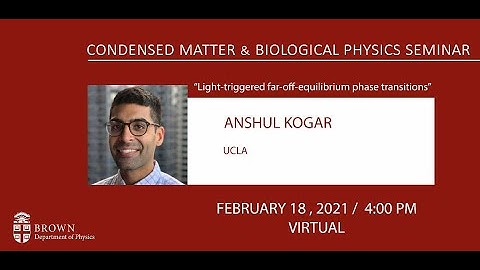 "Light triggered far off equilibrium phase transitions" - Anshul Kogar (UCLA)