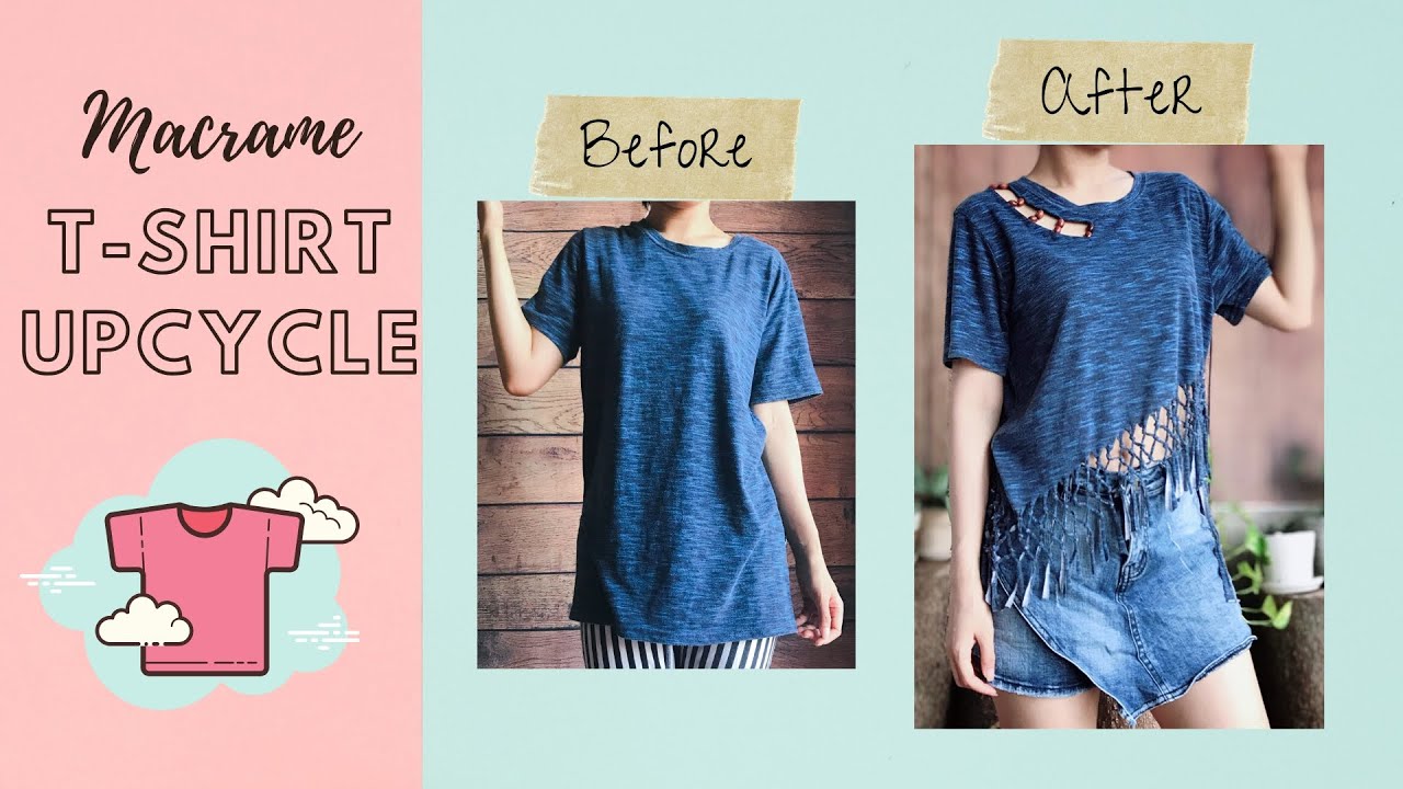 Macrame tutorial - T-shirt up-cycle - Easy DIY